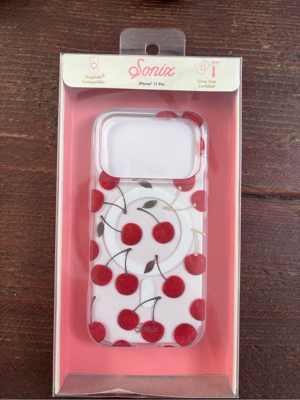 iPhone 17 Pro Sonix Clear Case with Red Cherry Design - MagSafe - NWT